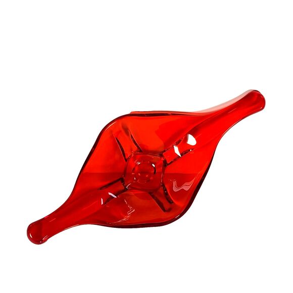 Vintage Viking Art Glass Orange Console Bowl Statement Piece Mid Century Modern - Picture 5 of 7